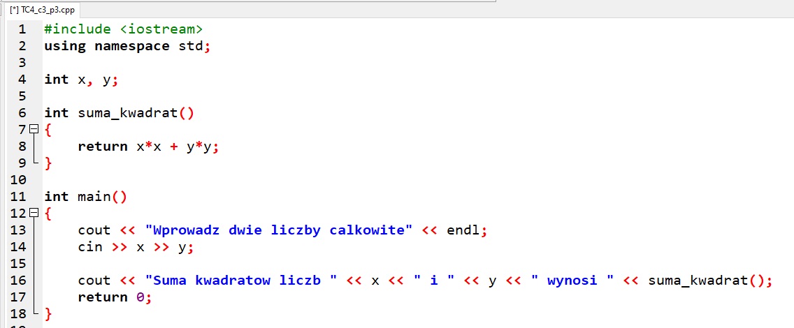 Stosowanie funkcji w językach C++ i Python – Informatyka – zakres ...