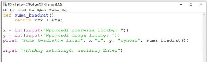 Stosowanie funkcji w językach C++ i Python – Informatyka – zakres ...
