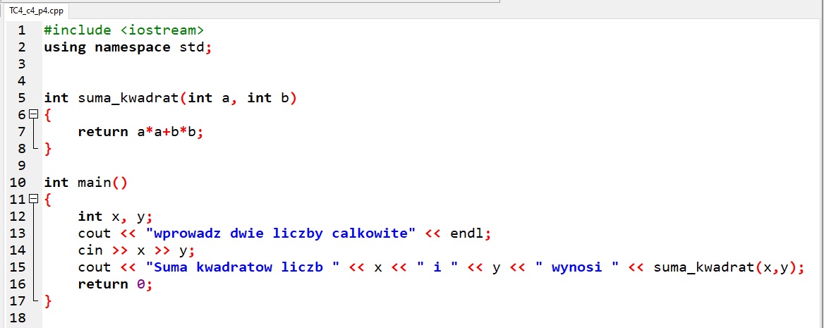 Stosowanie funkcji w językach C++ i Python – Informatyka – zakres ...