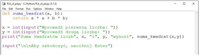 Stosowanie funkcji w językach C++ i Python – Informatyka – zakres ...